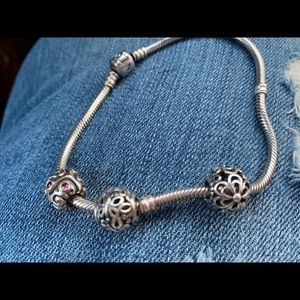 Pandora 8 inch bracelet  3 charms plus size